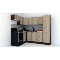 Bucatarie de Colt GENA NEW 4 ST. 160-230, Fara Corp de Cuptor, Wenge / Decor K002